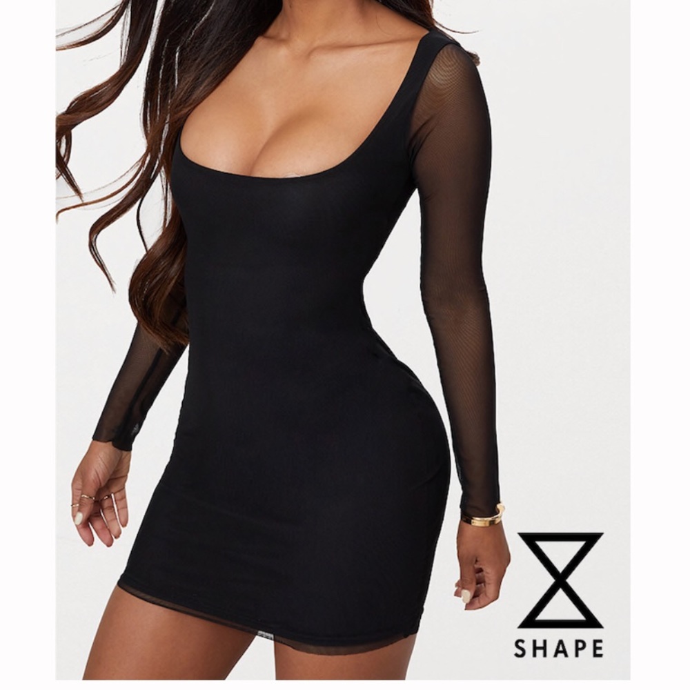 Black mesh sleeve dress